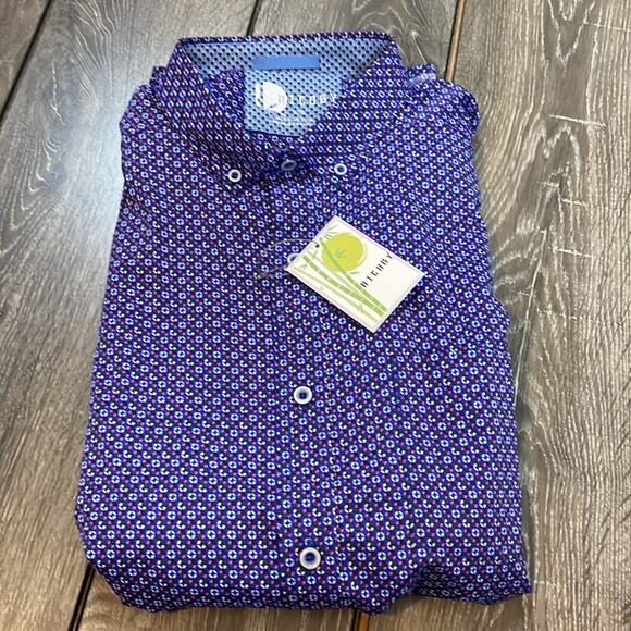 Nicoby Blue Print Button Down Shirt Men's Size Large NWT - Picture 3 of 8